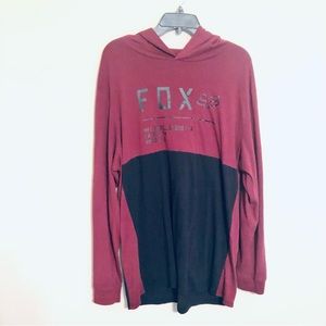 Fox Racing XL lightweight hoodie pullover Maroon/Burgundy and black